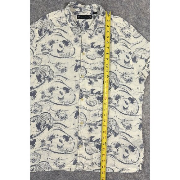 All Saints Mens Koi Short Sleeve Shirt Size XL Hawaiian Viscose Loop Collar - Picture 12 of 12